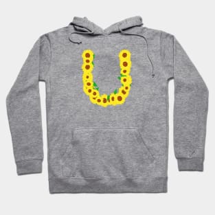 Sunflowers Initial Letter U (Black Background) Hoodie